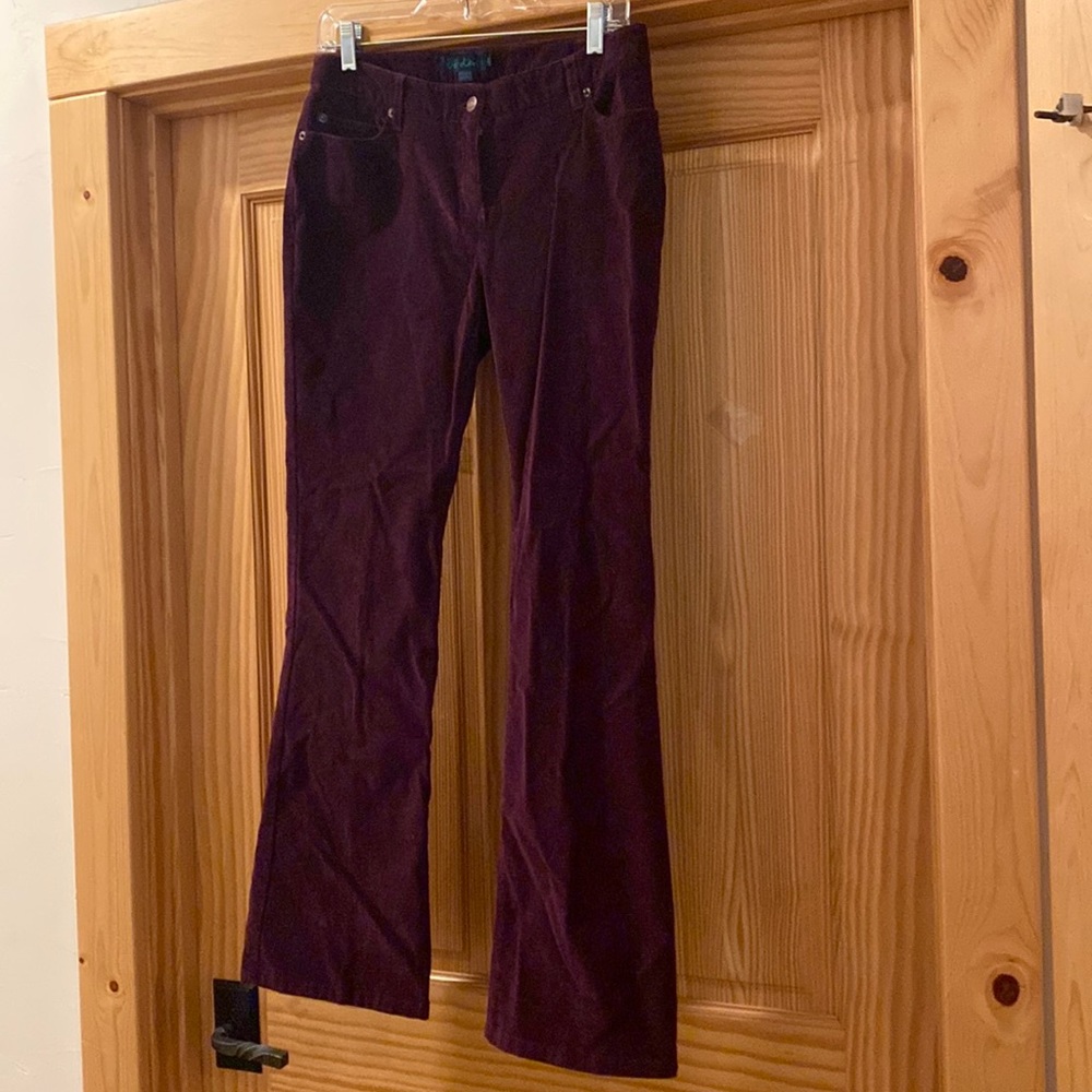 Purple bootcut corduroy jeans